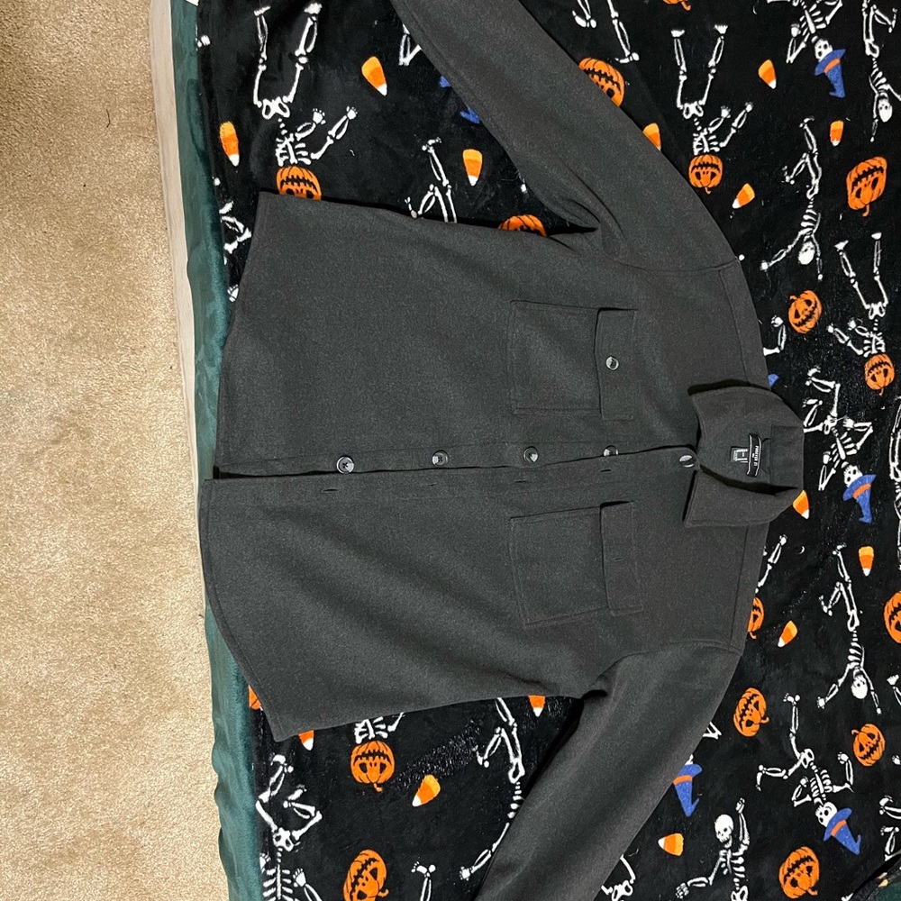 Forever 21 Black Button-Up Shirt Wool